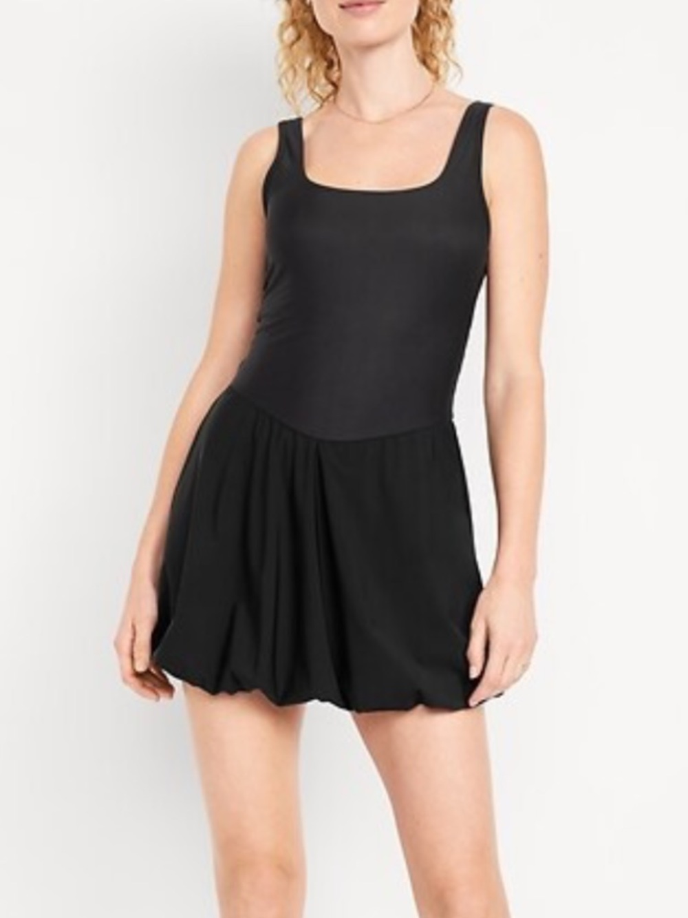 NWT Old Navy black SleekTech bubble skirt dress